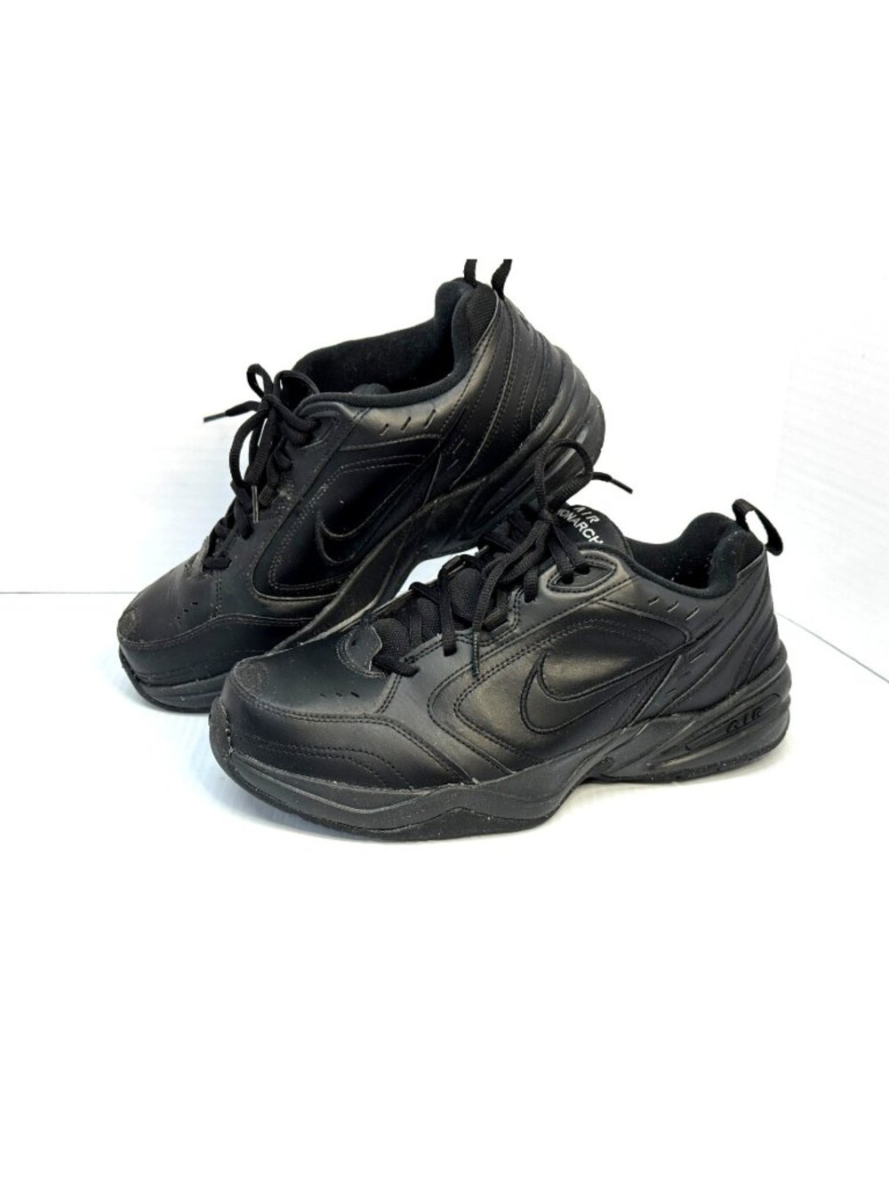 Nike Air Monarch Shoes Triple Black Sneaker Men's Size 10.5 4E Wide